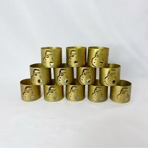 Set of 12 Brass Snowman Cutout Napkin Rings